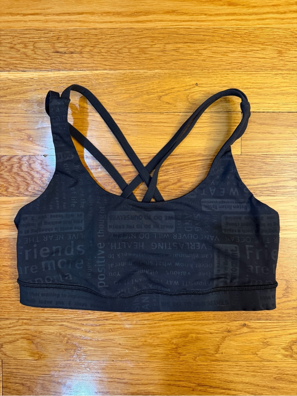 Lululemon Energy Bra Classic Manifesto Embossed Black / Black - Size 8